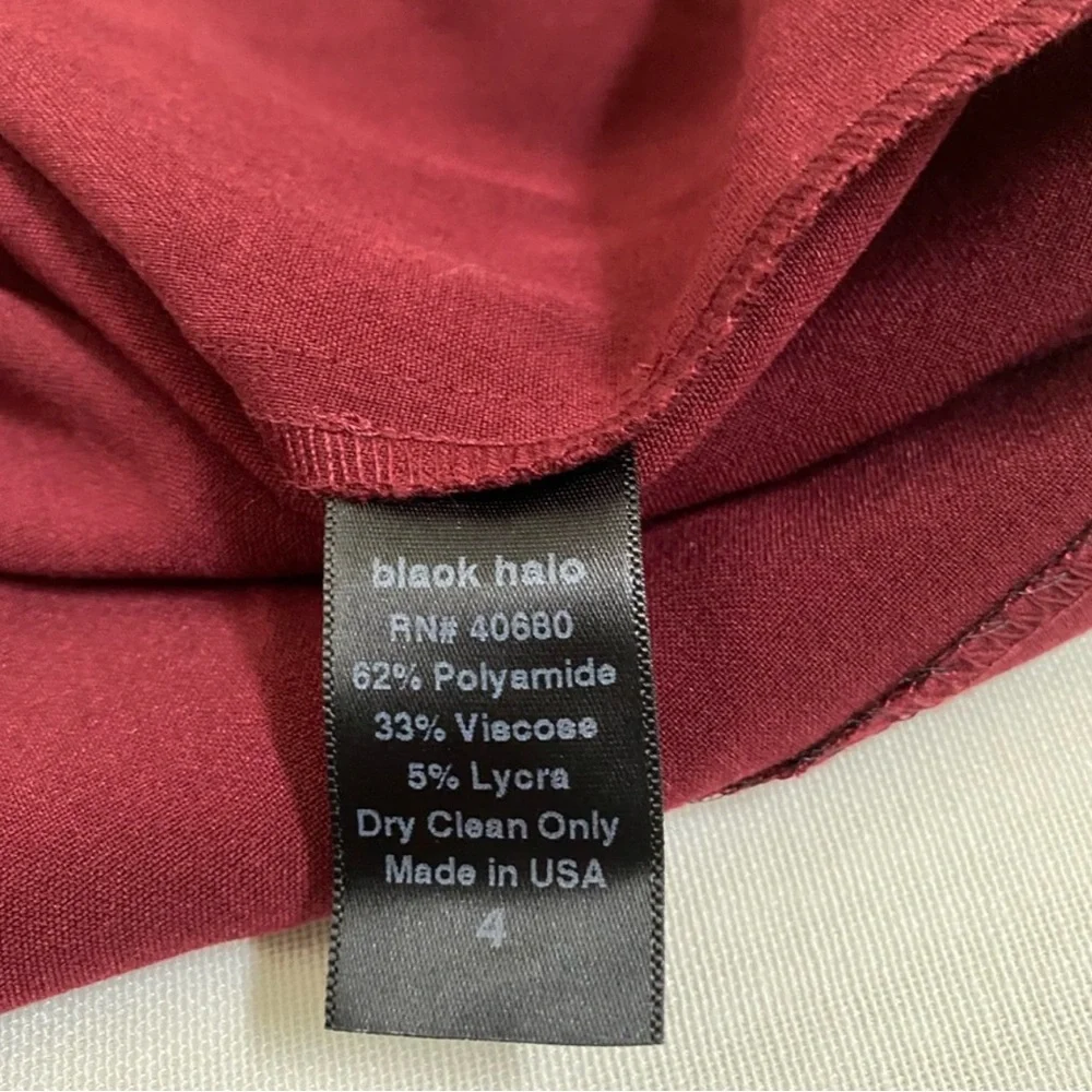 🎉HOST PICK✨Black Halo Wine Keyhole Slit Ruffle Sleeve Eva dress cocktail midi - Picture 6 of 11